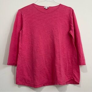 J. Jill Linen Cotton Blend Knit Top Blouse M 3/4 Sleeves Pink Beach Breathable